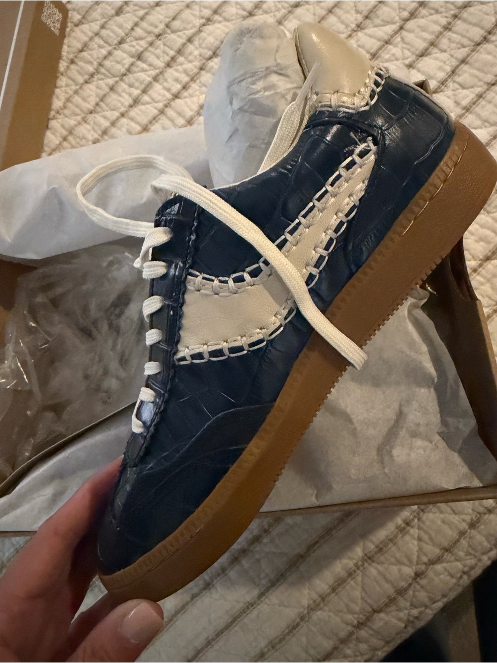 Dolce Vita Navy and White Women's Sneaker